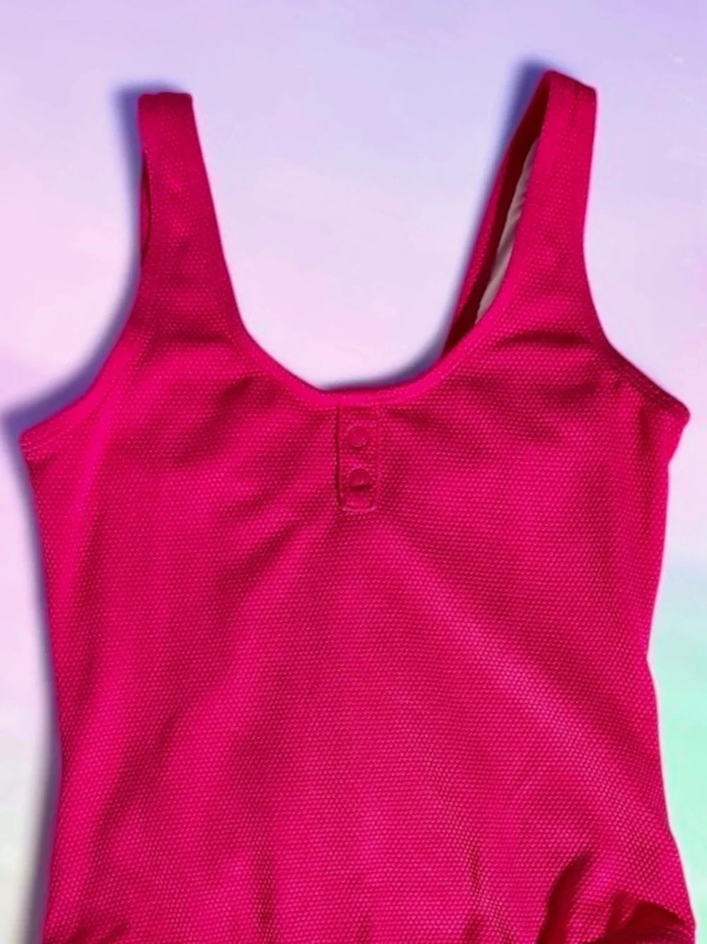 Old Navy Girls Swimsuit Bright Textured Pink One‑Piece XL 14–16 EUC